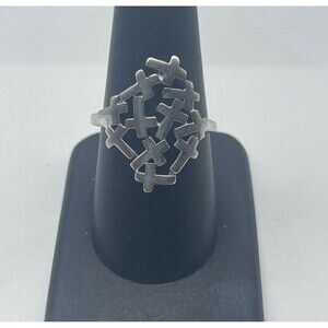 925 Sterling Silver Connecting Multi Crosses Ring Stamped 925 NF TH Sz 8